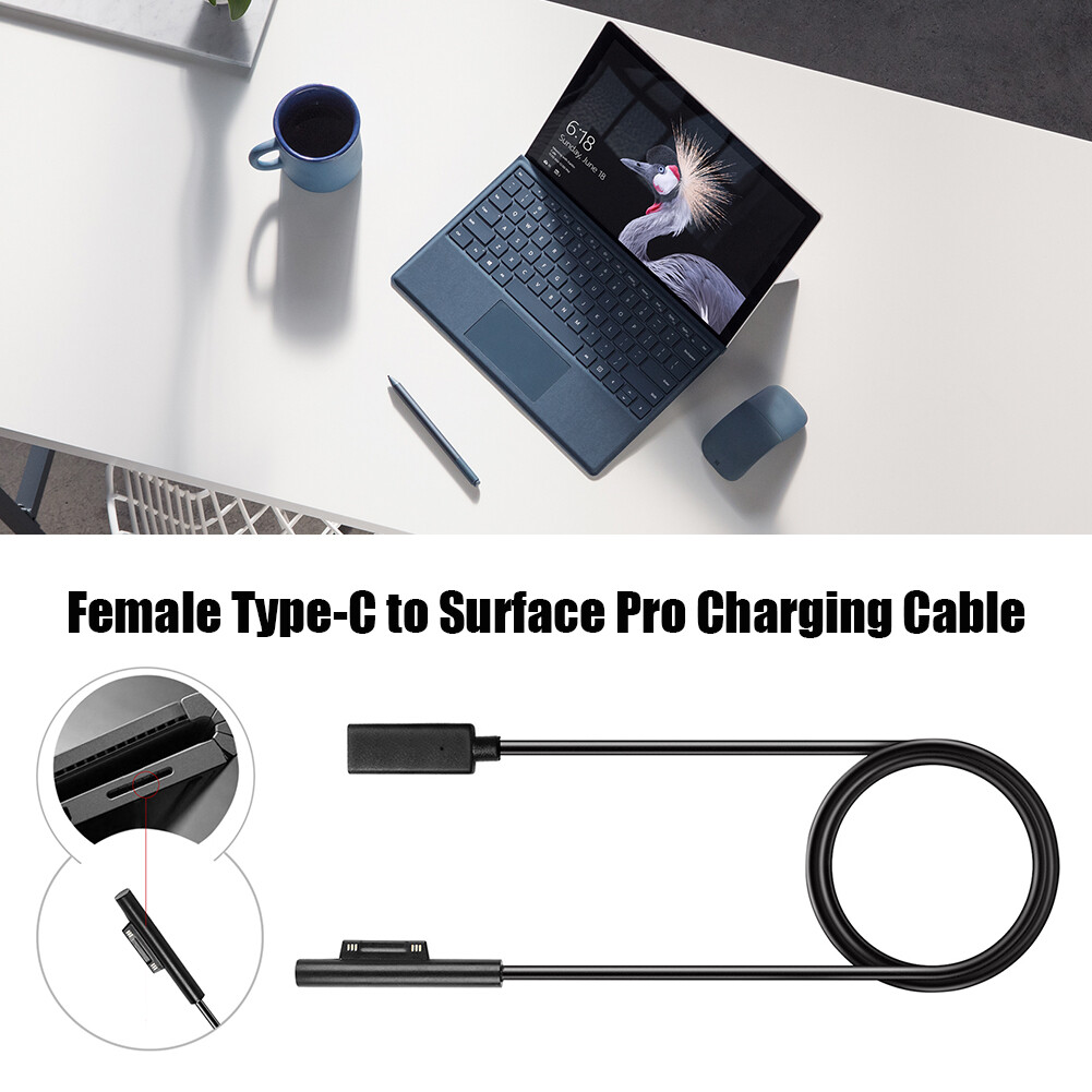 USB Type C Female PD Charging Cable for Microsoft Surface Pro 7/6/5/4/3