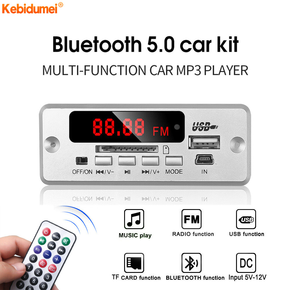 Kebidumei บลูทูธ V5.0 MP3ถอดรหัสคณะกรรมการโมดูลไร้สาย USB MP3 TF ช่องเสียบบัตร/USB/FM/รีโมทสำหรับลำโพงรถยนต์โทรศัพท์