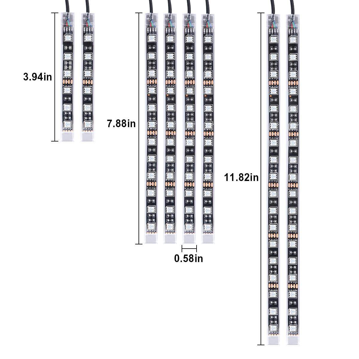 8 cái RGB ĐÈN LED Xe Hơi Ô Tô Xe Máy Xay Thịt Khung Phát Sáng Đèn Linh Hoạt Neon Dải Bộ