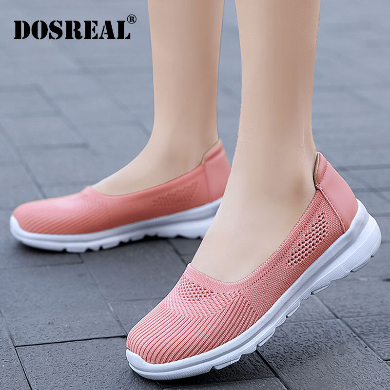 DOSREAL Shoes Women Sneakers Casual Sport Shoes Mesh Breathable Light Slip on Sneakers Loafers Walking Shoes For Women Plus Size