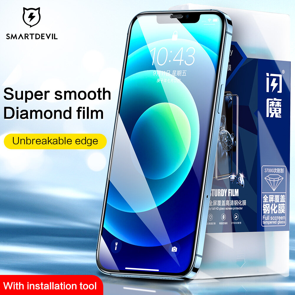 SmartDevil Super smooth Diamonds Screen Protector For iPhone 15 Pro max iPhone 15 Pro iPhone 13 Pro max 14 Pro max 14 plus 12 Pro max 11 Pro max XsMax XR X XS Full screen full coverage Tempered Glass Film anti-fingerprint explosion-proof