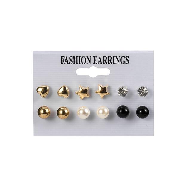 12 Pairs/Set Women's Earrings Set Stud Earrings For Women Bohemian Fashion Jewelry Vintage Geometric Crystal Pearl Earrings 2020