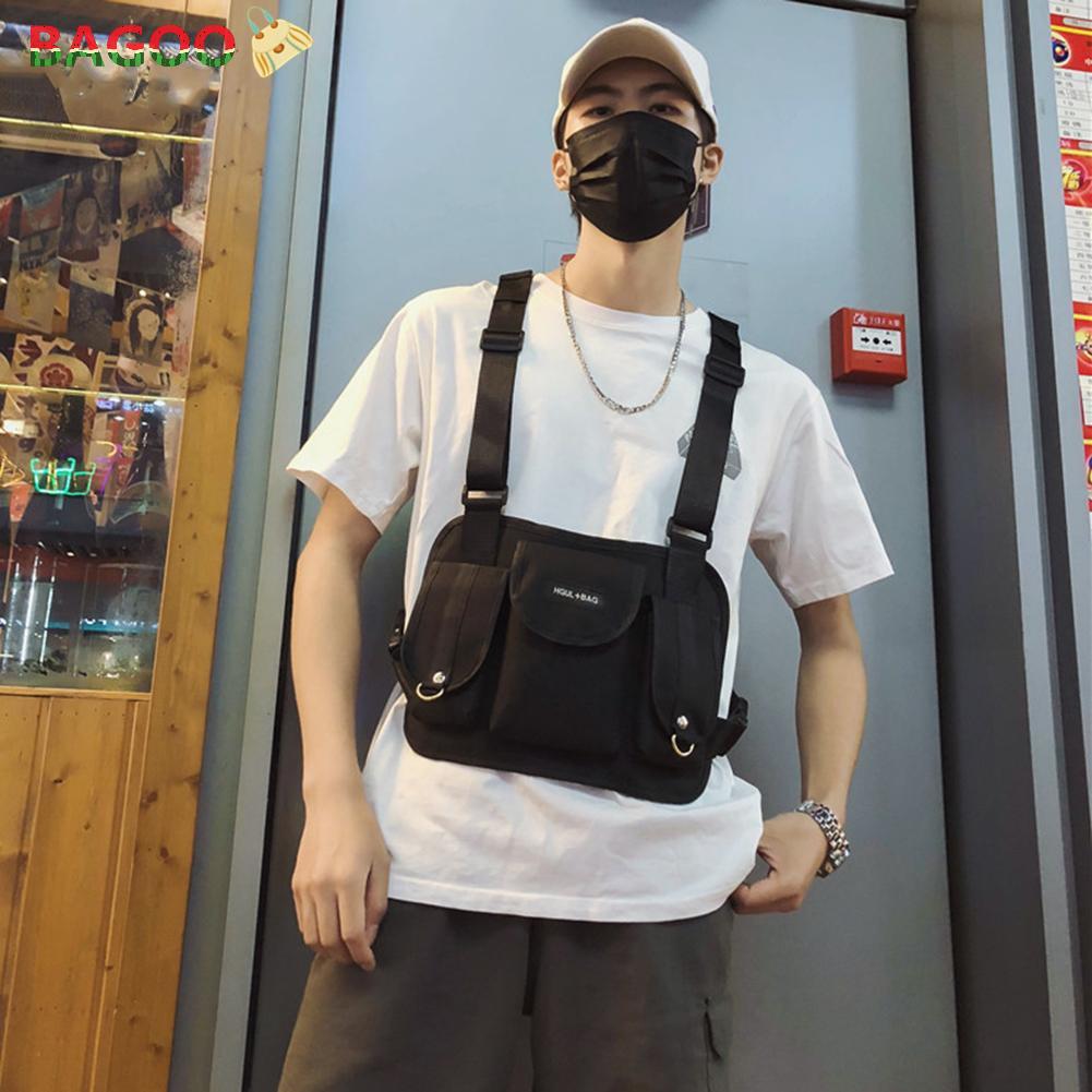 Hip Hop Oxford Cloth Lattice Multi-pocket Waist Belt Packs Casual Women Men Outdoor Climbing Sports Streetwear Harness Vest Chest Rig Bags