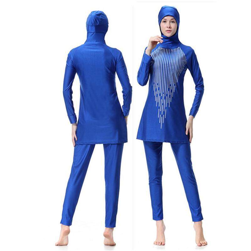 LAZAWG Baju Renang Muslim Baru Hot Stamping Net Penuh Warna Pakaian Renang Baju Renang Wanita 4 Warna S-xxl