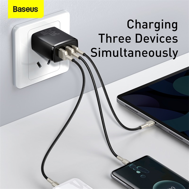 Baseus Sạc Nhanh Nhỏ Gọn 30W, USB Kép + Loại C PD3.0 QC3.0 Phích Cắm CN Mini Fast Chaging Rộng Rãi Tương Thích Dành Cho Apple Huawei Samsung Xiaomi Dành Cho Máy Tính Bảng IPad