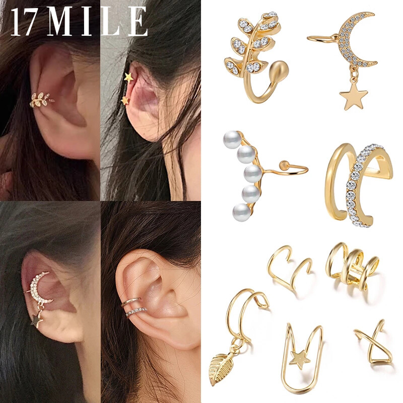 17 MILE Bohemian Gold Star Leaves Non-Piercing Ear Clip Earrings For Women personality Cartilage U shape Earless hole Stud earring