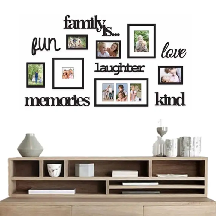 1 3m 13pcs Family Home Acrylic Photo Picture Frame Hanging Wall Collage Decor 13 Piece Black Decorative