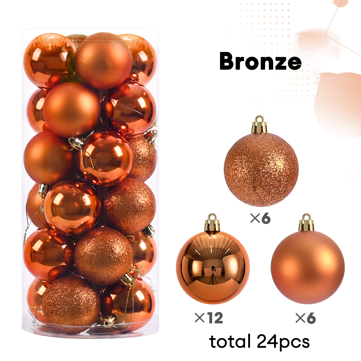 24PCS Christmas Ball Christmas Tree Decoration Ornaments for Home Decor Halloween New Year Navidad Pendant Ball Accessories