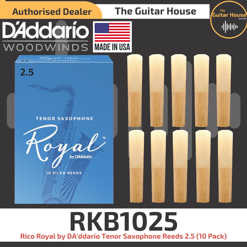Rico Royal by DAddario Tenor Saxophone Reeds RKB1020, RKB1025 (10 Pack) (Tenor Sax Reed) (Daddario) Malaysia