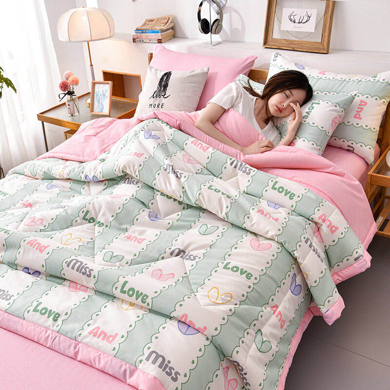 Washed Cotton Summer Thin Quilt Air-conditioning Quilt Breathable Soft Blanket Single Queen King Size