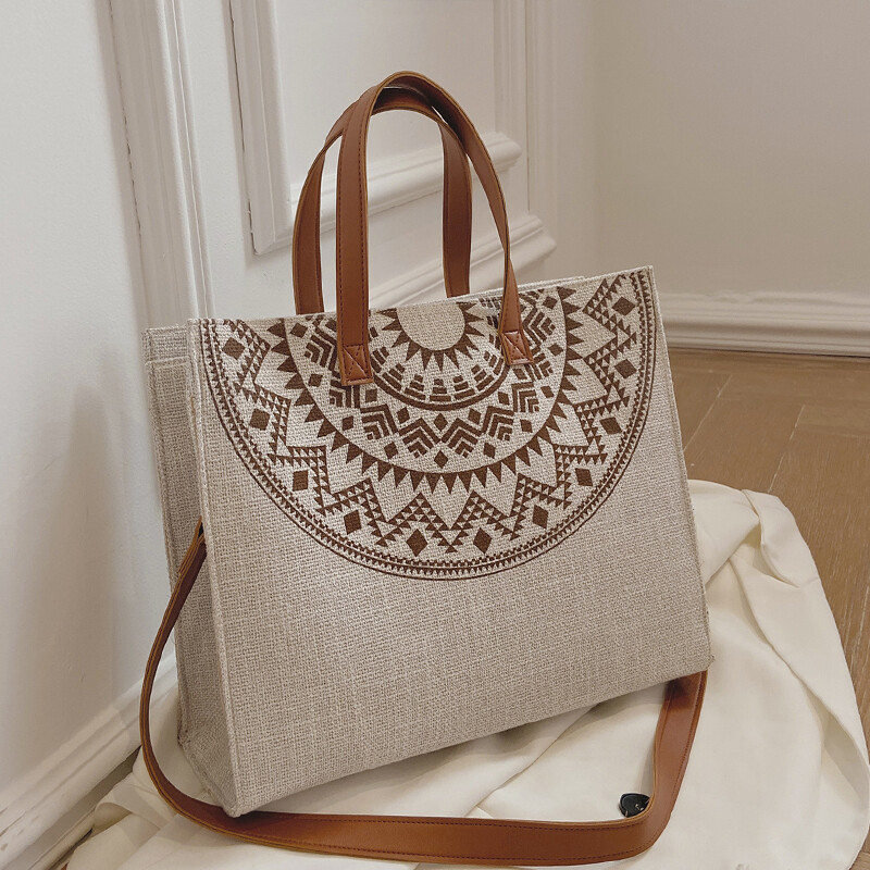 2022  Korean Original Shopping Bag Linen Hand Bag Women 2022 New Canvas Briefcase File Bag Cloth Shoulder Bag