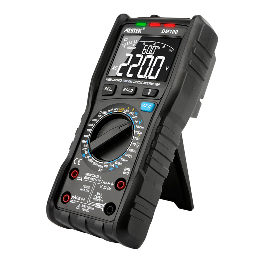 MESTEK Đồng Hồ Vạn Năng Kỹ Thuật Số Đa Chức Năng Đếm 10000 True RMS Đồng Hồ Vạn Năng Đo Điện Áp AC/DC Điện Trở Dòng Điện Tần Số Điện Dung Điốt Nhiệt Độ Và Độ Ẩm NCV Đồng Hồ Vạn Năng Báo Động Cầu Chì Chống Cháy