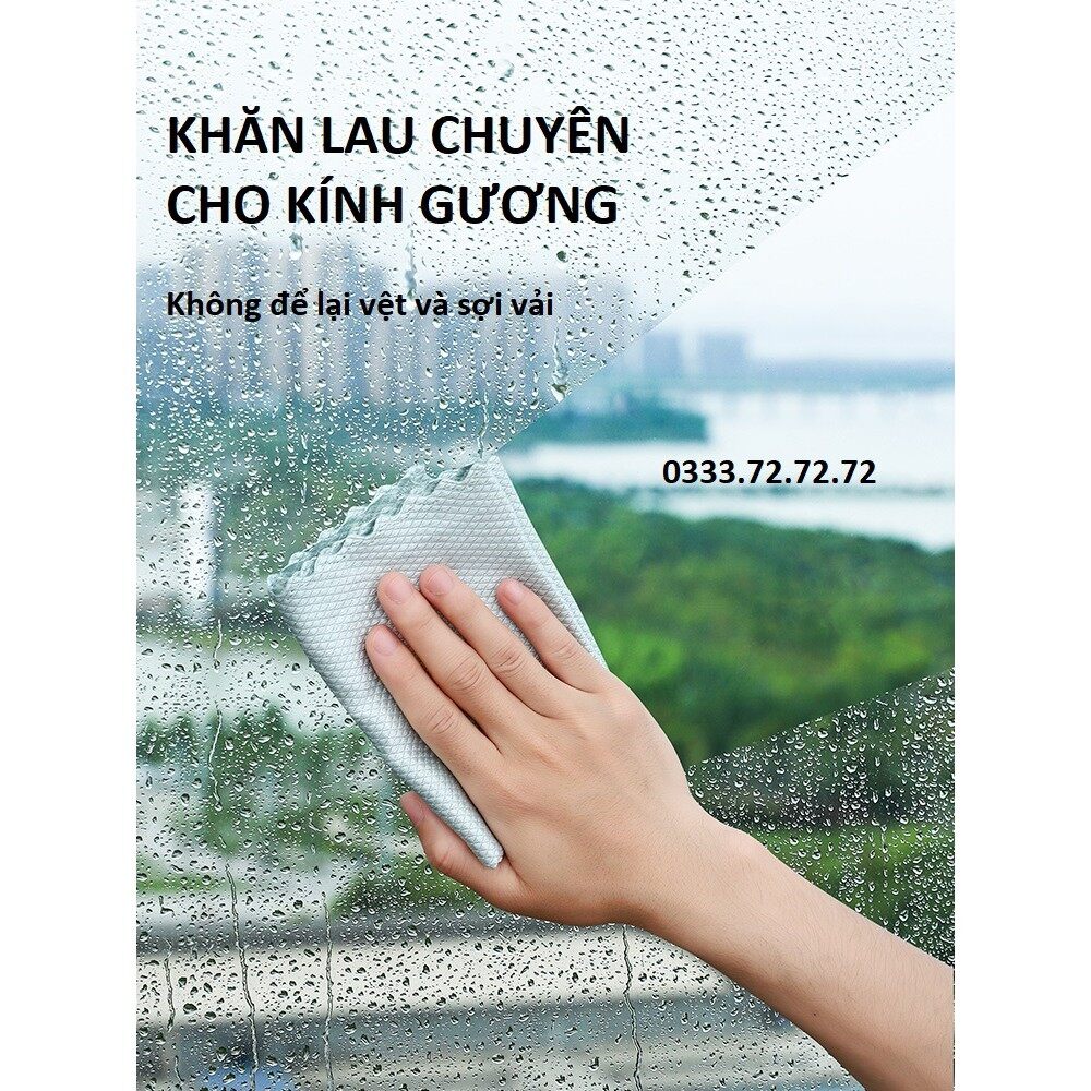 Khăn chuyên lau kính lau đa năng, lau gương, khăn lau bát đĩa cốc nhà bếp không rụng lông