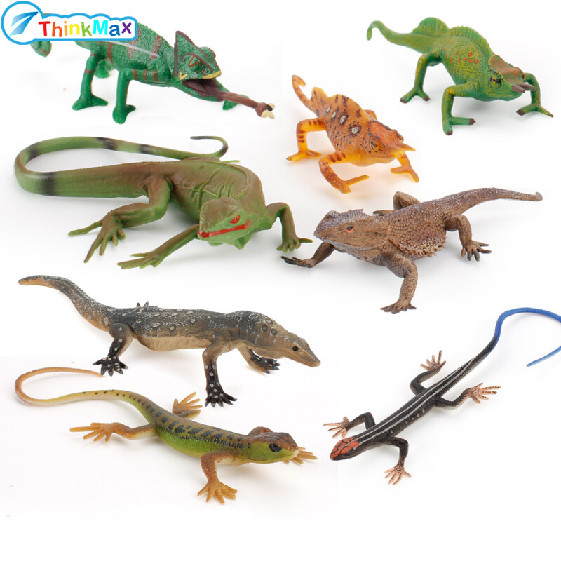 THINKMAX Realistic Wild Amphibian Animal Action Figures Simulation Chameleon Model Ornament Creative Tricky Toys For Kids