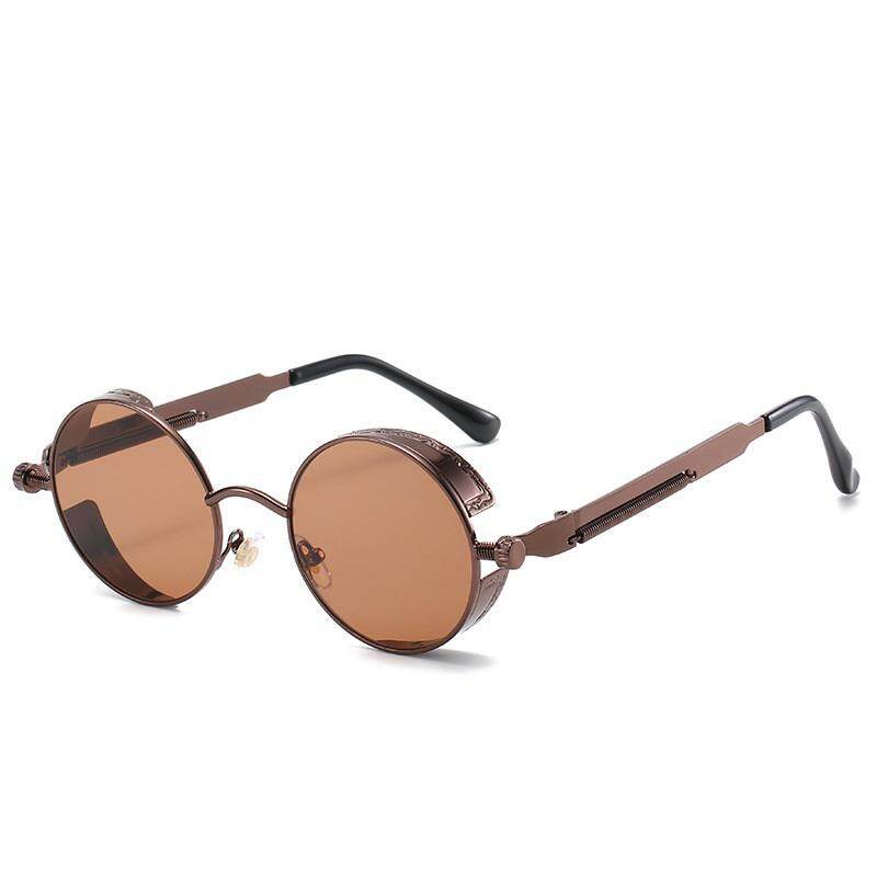 Vintage Polarized Steampunk Design Brand Reflective Mirror Round Polarized Sunglasses Metal