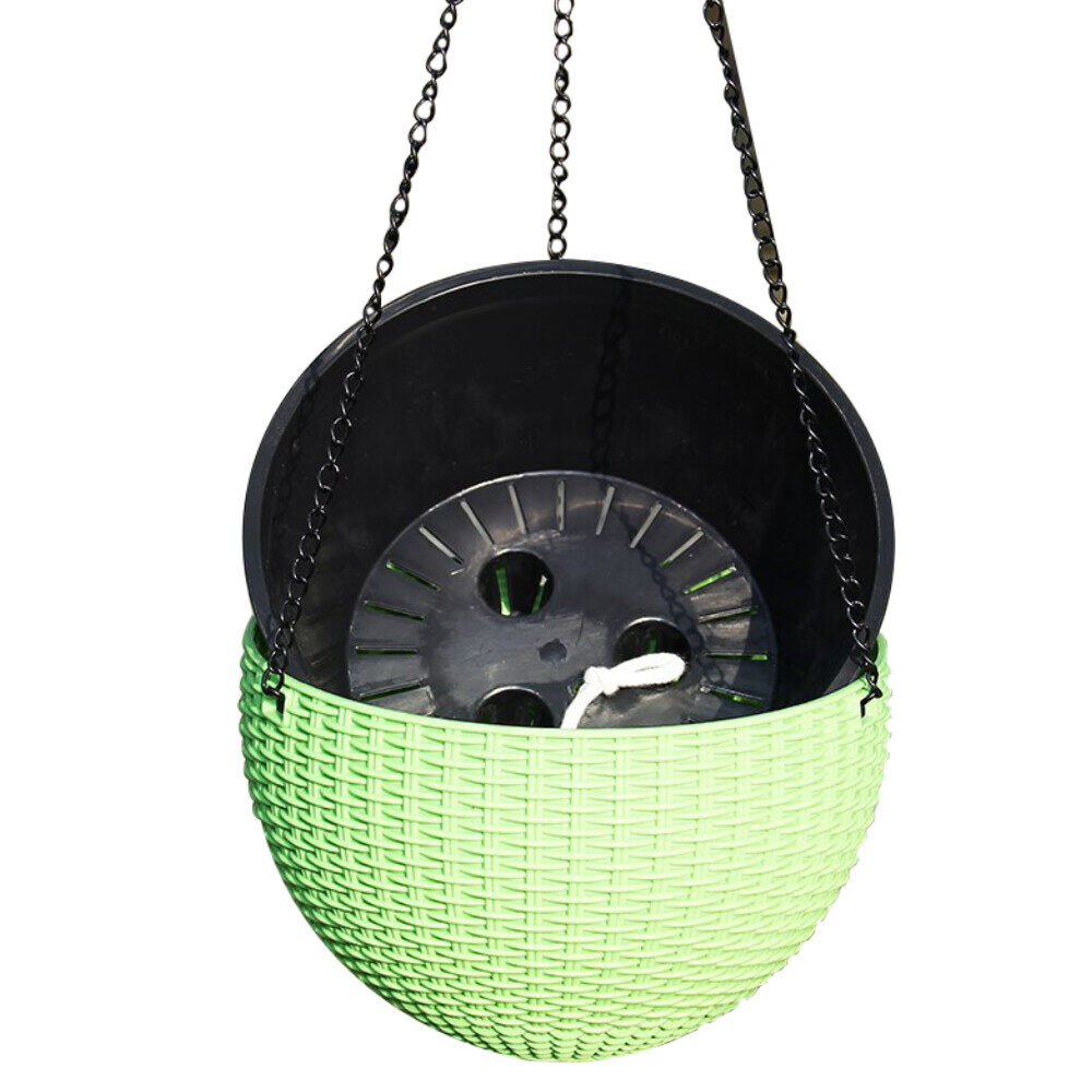Seangel Dual-pots Design Hanging Basket Planters Self-Watering Indoor Outdoor Plant & Flower Hanging Pots with Drainer and Chain