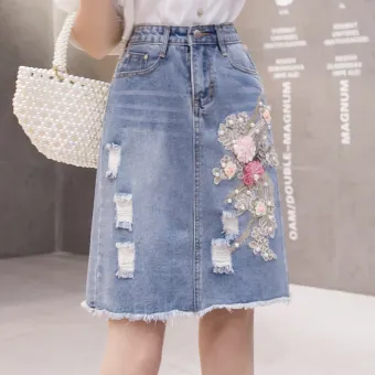 floral denim skirts