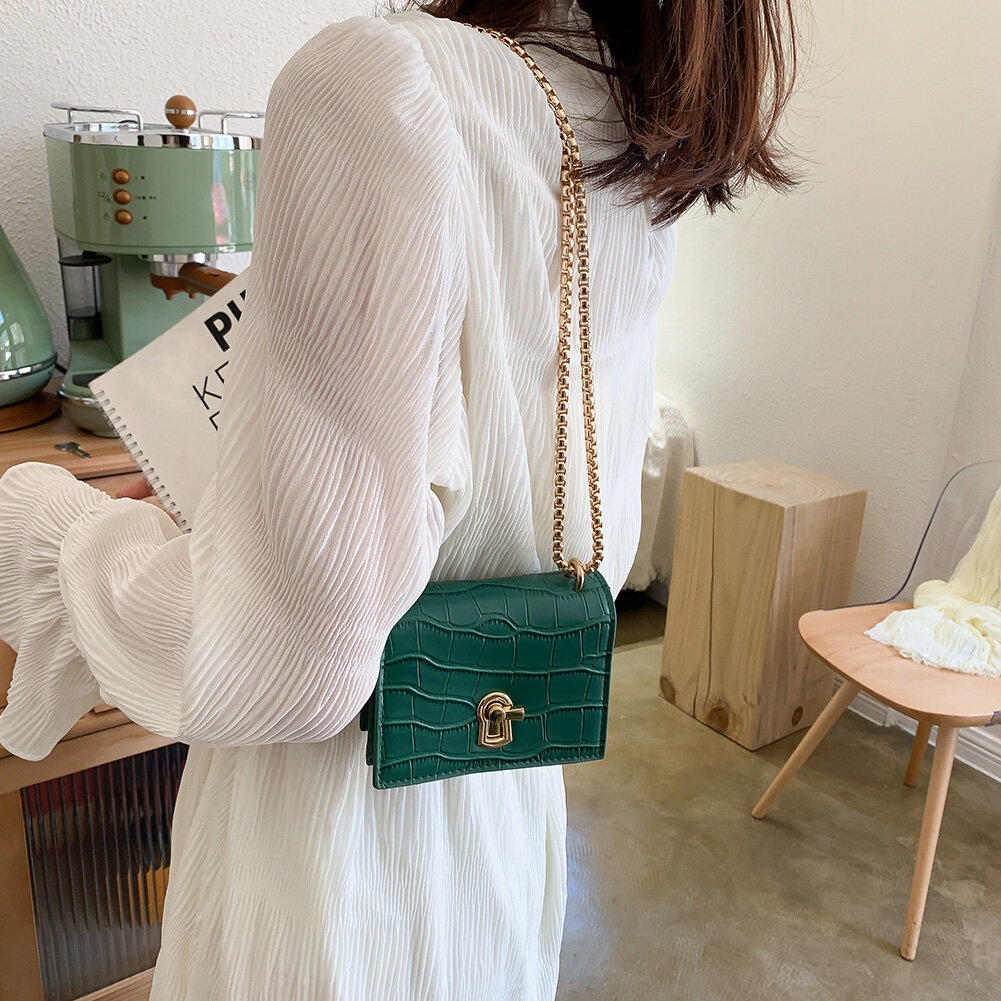MOJOYCE Túi Đeo Vai Mini Cho Nữ Túi Đưa Thư Dây Xích Bằng Da PU