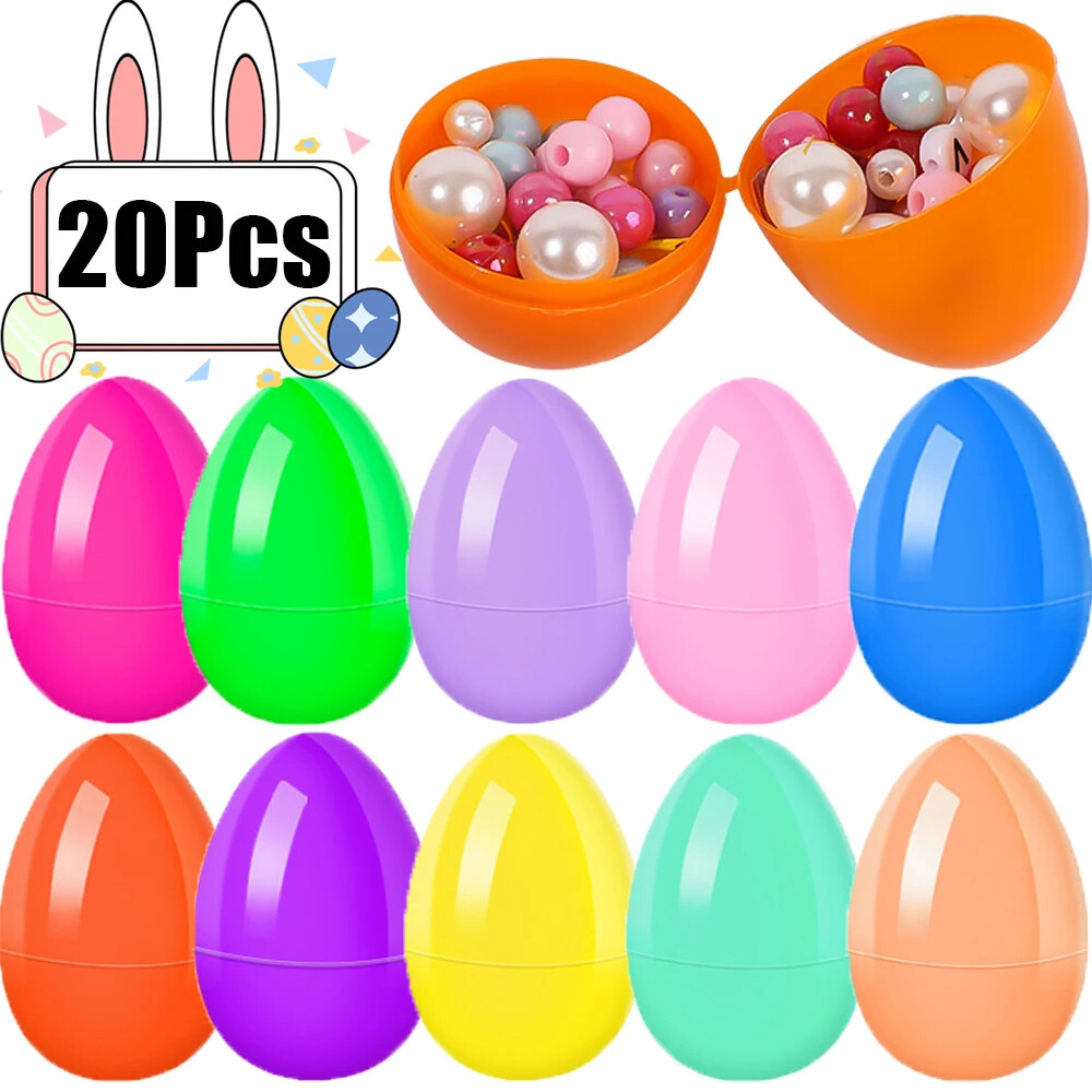 20/10Pcs Fillable Easter Egg Plastic Colorful Eggs Creative Easter Gift Box Children's Toys Wedding Birthday Party Decoration