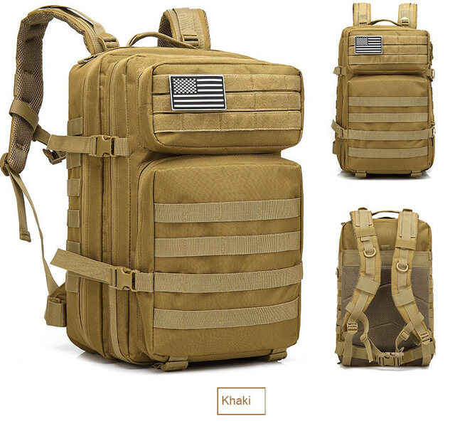 45L Military Molle Backpack Tactical Army Men Travel Waterproof Rucksack Tourist Bagpack Rain Cover Camping Bag