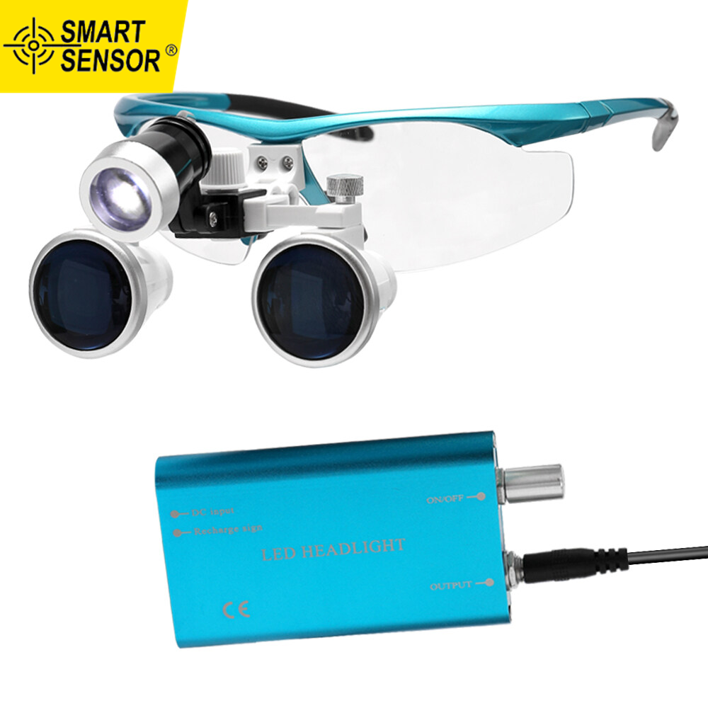 Smart Sensor Wearable Magnifier Portable 3.5X 420mm Binocular Loupes Optical Glass Headset Magnifying Glasses +3W LED Headlight