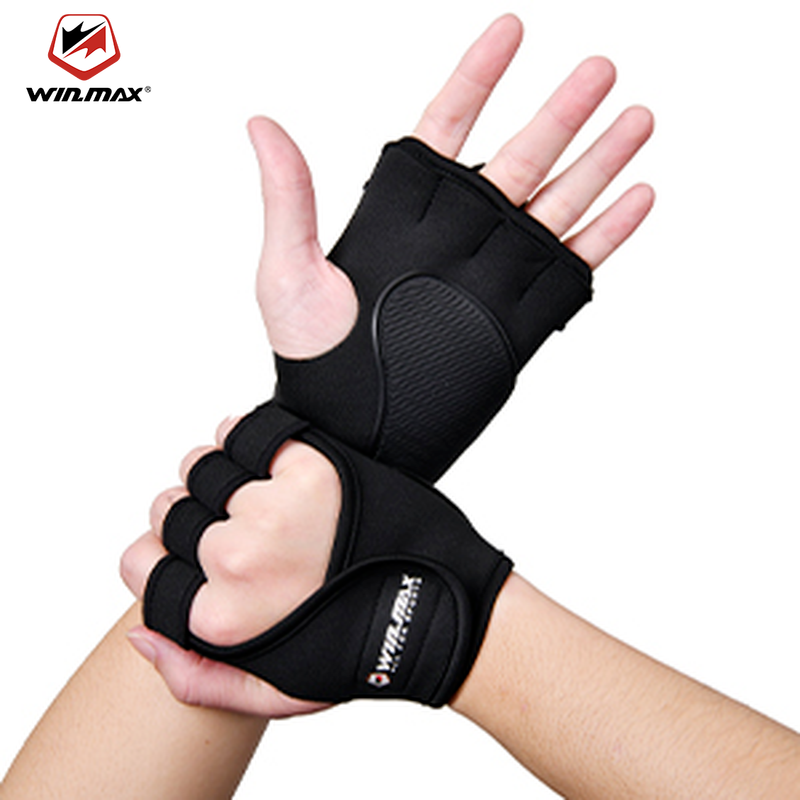 WINMAX Gym Hand Half Găng tay Chống Trượt Nâng tạ Tập thể dục Thể thao Găng tay Bảo vệ cơ thể Một nửa Ngón tay Bảo vệ cho Nam Găng tay Nâng tạ
