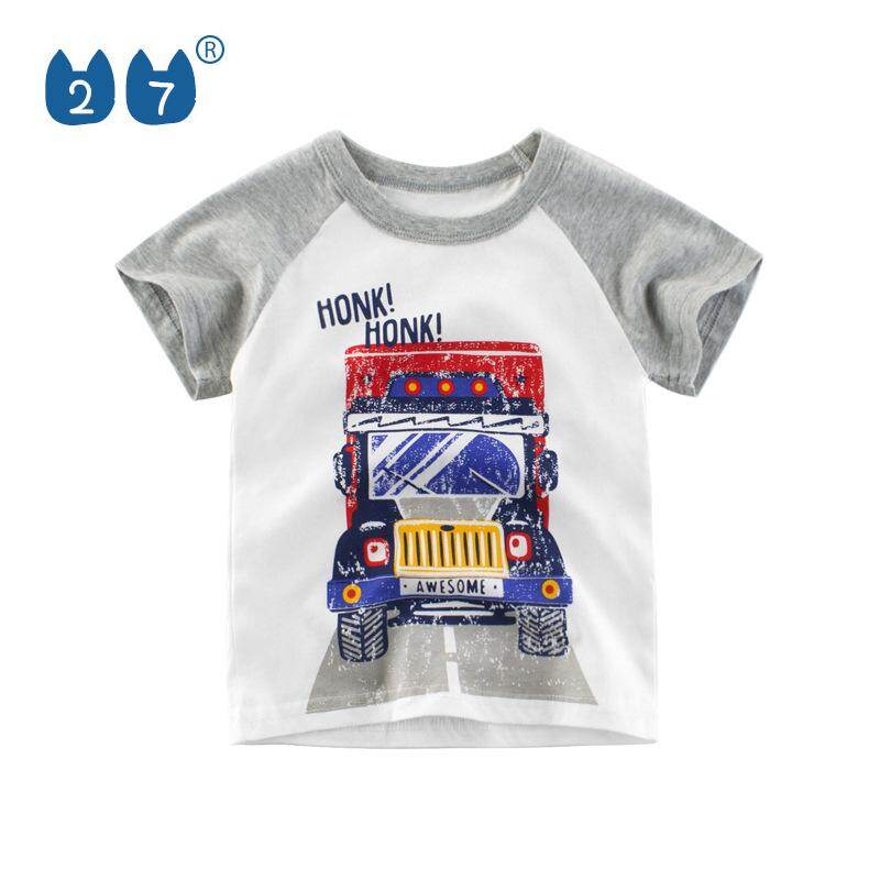 27kids short sleeve t shirt t-shirt tshirt boy clothing baby for kids boys clothes baju kanak budak lelaki anak lelaki lelaki Kids Clothing Below RM49 white casual big cotton (Free gift cartoon stickers)