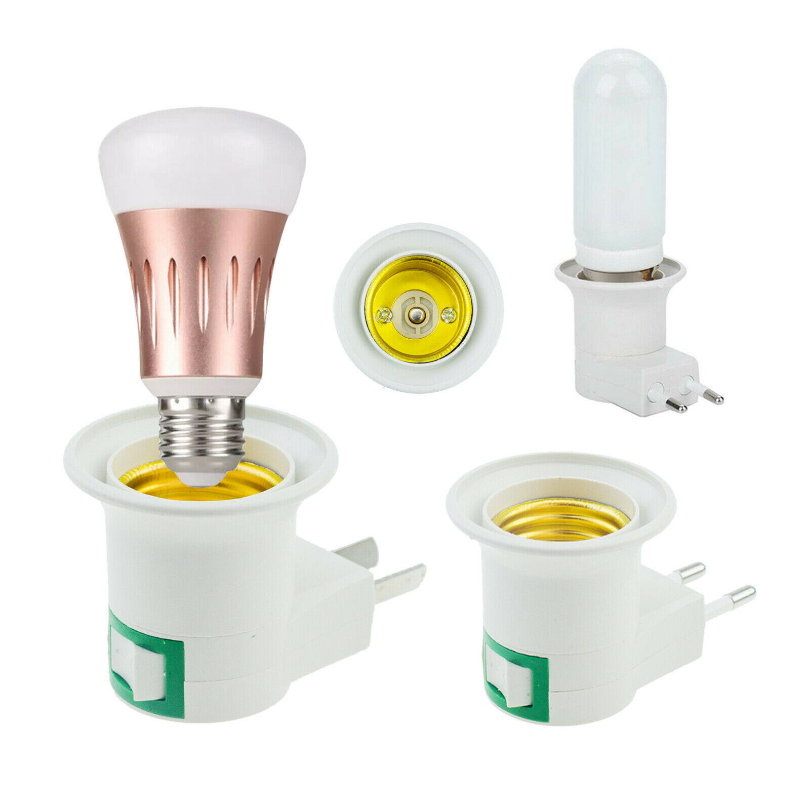 5X E27 Bóng Đèn Ổ Cắm Chủ Plug-In Adaptor Vít Cơ Sở Đèn Tường US EU Cắm