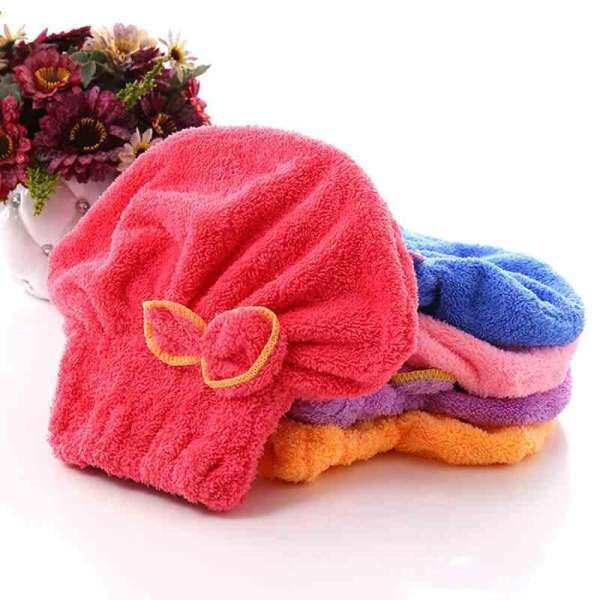 Nhanh Khô Tắm Microfiber Tóc Quấn Khăn Tắm Spa Nơ Tắm Mũ Đội Đầu Nón