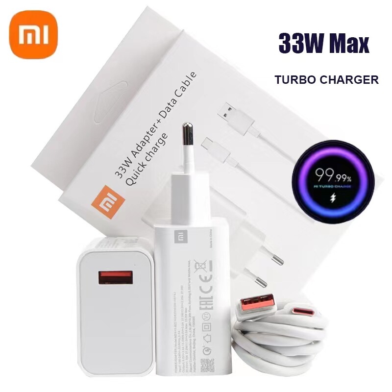 Original Xiaomi 33W Charger Turbo Charge Adapter Type-C Cable For Xiaomi  Redmi Note Pro POCO X3 NFC Mi 10 9T Pro Note 10 10X Lite K30 K40 Pro  For