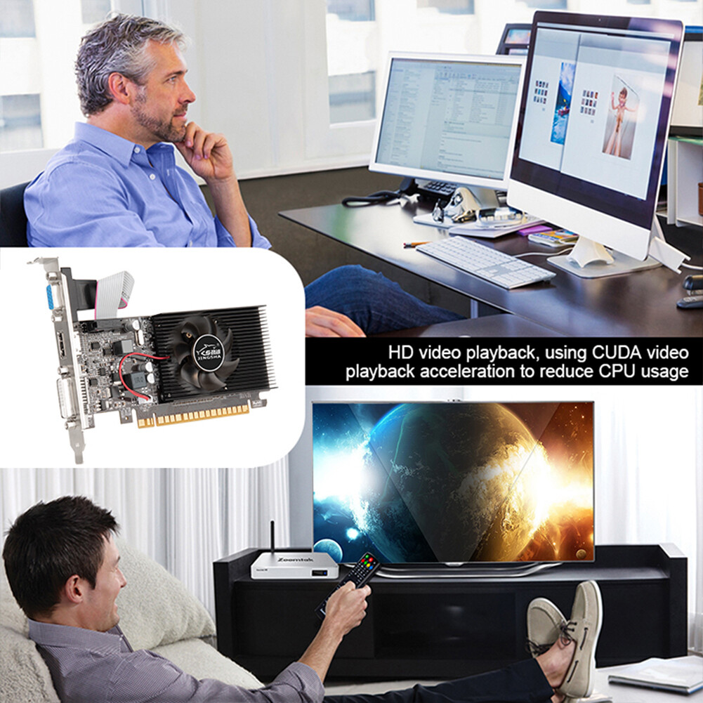 GT610 Display Card 810MHZ DDR3 1GB Computer Graphics Card HD VGA DVI Interface Replacement Accessories for Computer Desktop Game
