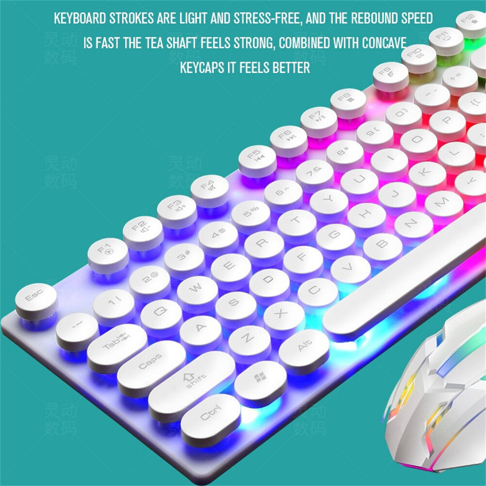 MV Wired Keyboard Mouse Set ful Backlight Ergonomic Mechanical 108 Keys Keyboard 3d Rollers Mouse For Computer Game