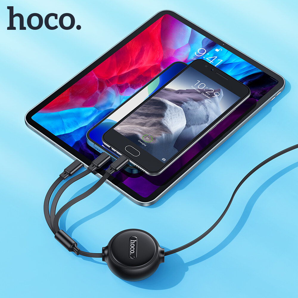 Hoco X75 100% Chính Hãng Cáp Sạc USB 3 Trong 1 Chính Hãng Có Thể Thu Vào Cho IPhone12 11 Điện Thoại Cáp Sạc USB Type C Cho Huawei Xiaomi Redmi Note Cáp Cho Realme Nhiều Dây Cáp USB Dữ Liệu