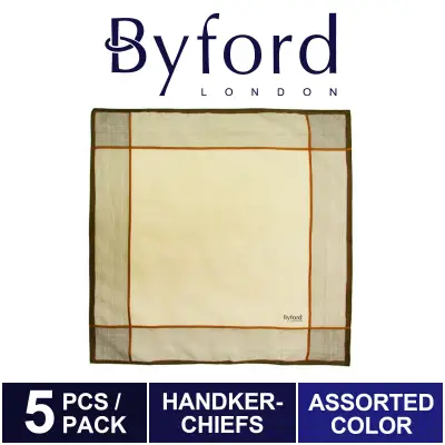 Byford 100% Woven cotton Handkerchiefs ( 5 Pieces) - Assorted Colour And Design - HSB22