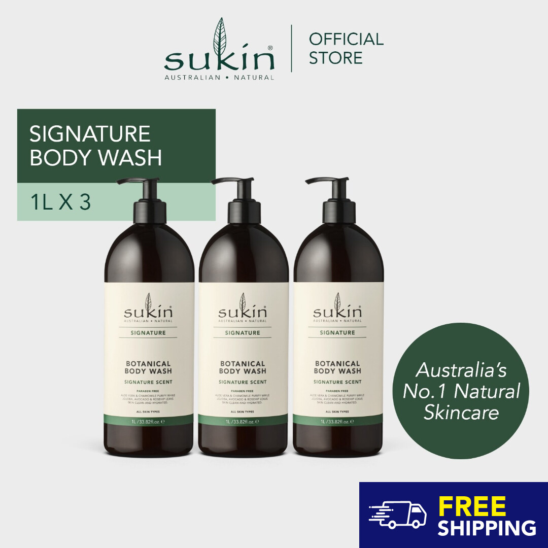 [VALUE SET OF 3] Sukin Botanical Body Wash 1L (Signature / Eucalyptus