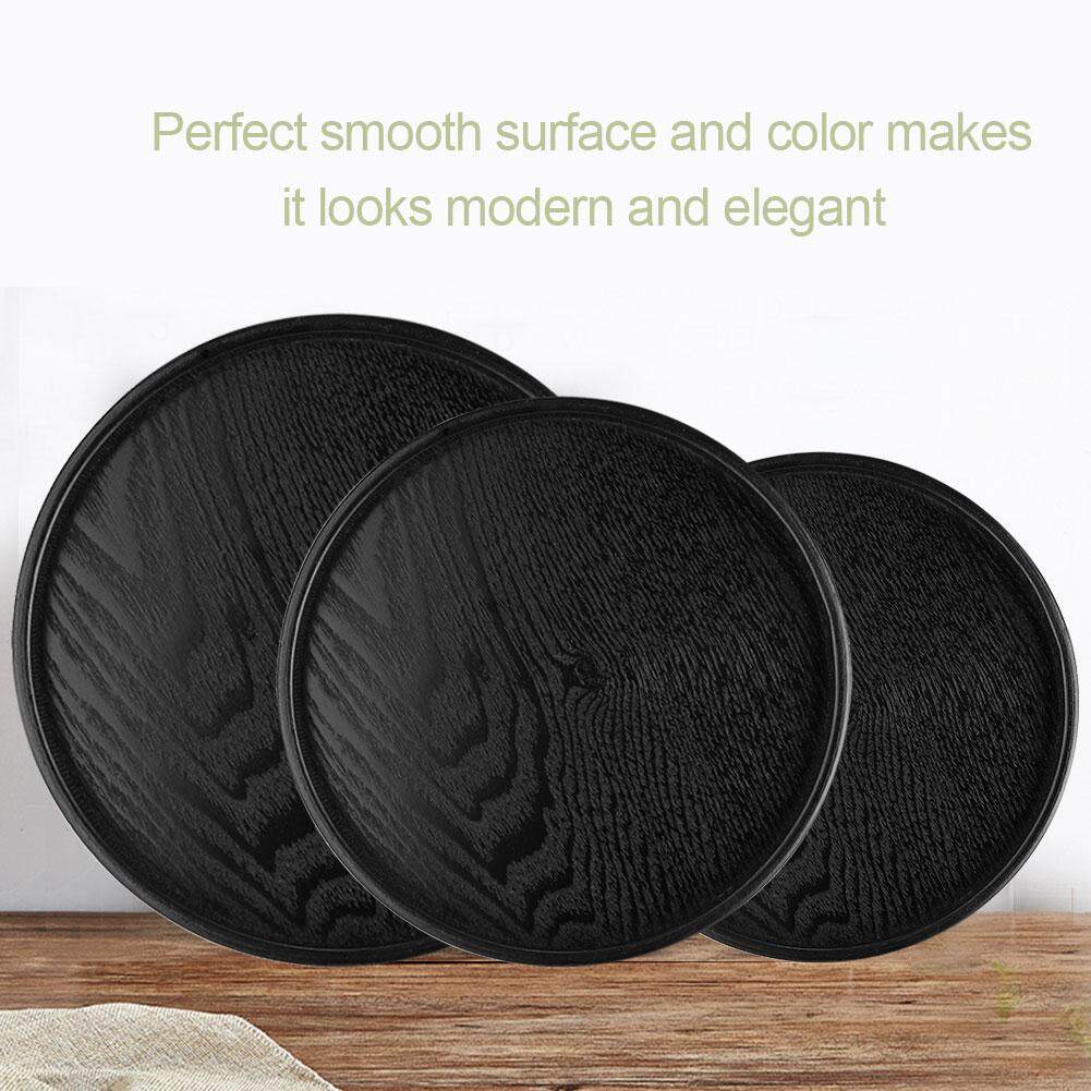 Round Shape Solid Wood Tea Snack Food Meals Serving Tray Plate Restaurant Trays