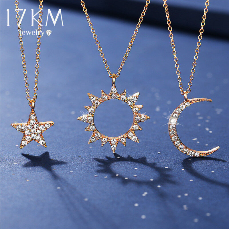 Vòng Cổ Mặt Trời Ngôi Sao Mặt Trăng Cổ Điển 17Mile Dành Cho Nữ Vòng Cổ Mặt Dây Chuyền Pha Lê Vàng 2020 Thiết Kế Mới Vòng Cổ Trang Sức Thời Trang Quà Tặng