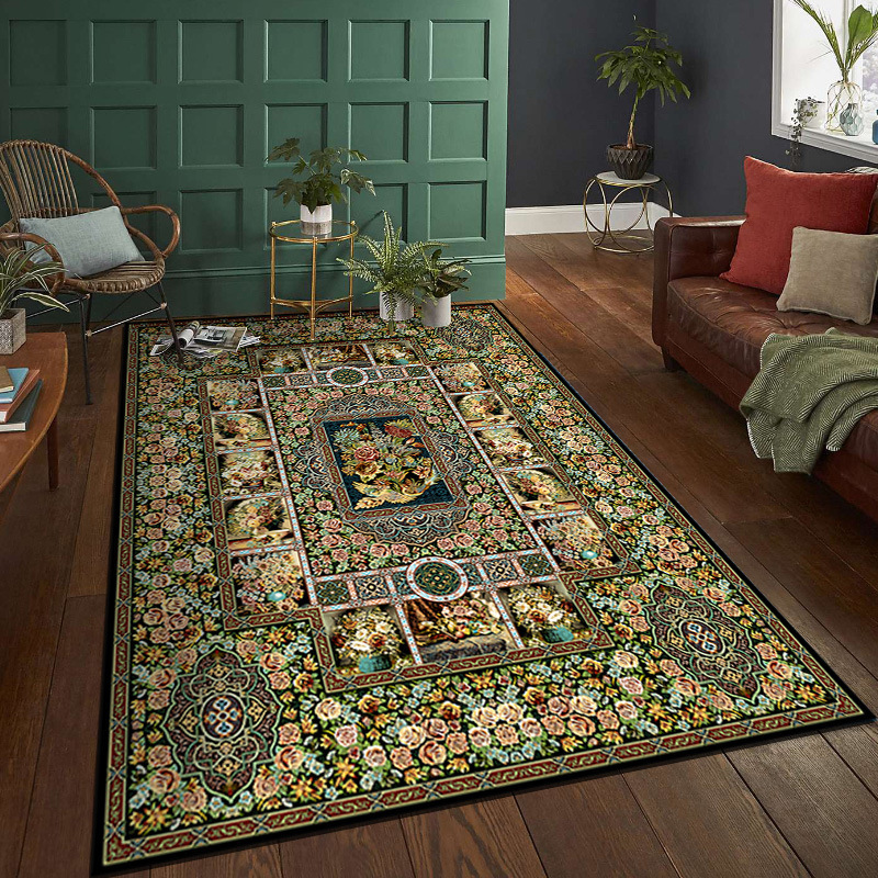 Turkey Persian Living Room Carpet Modern Bedroom Mat American Style Light Luxury European Style Retro Rugs Living Room Bedroom Karpet Dirt-resistant Floor Mat Coffee Table Blanket
