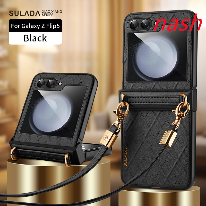 Casing for Samsung Galaxy Z Flip5 Z Flip4 Z Flip3 phone accessory Anti fingerprint Skin-friendly hinge lanyard Shockproof phone case