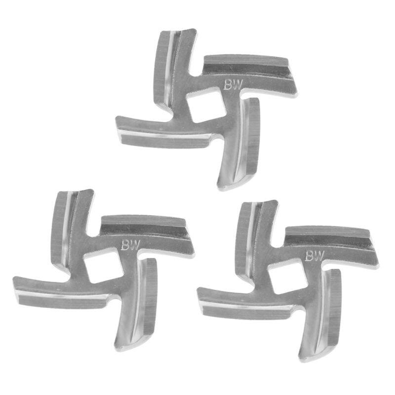 3pcs/set Mincer Knife Stainless Steel Anti Rust 4 Blade Square Hole Meat Grinder Parts Accessories