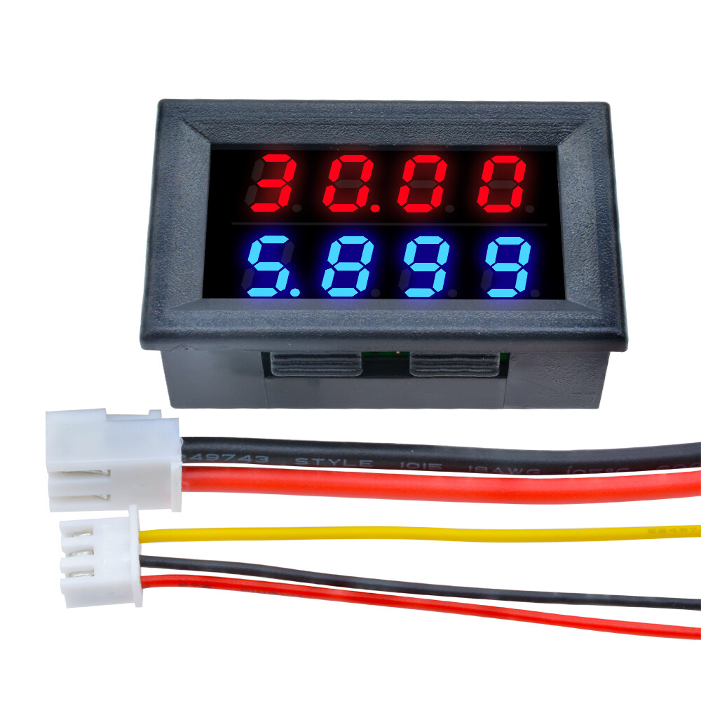 0.28  4-Bit DC 0-100V 10A Dual Led Display Voltmeter Ammeter Blue+Red LED Amp Volt Meter Gauge
