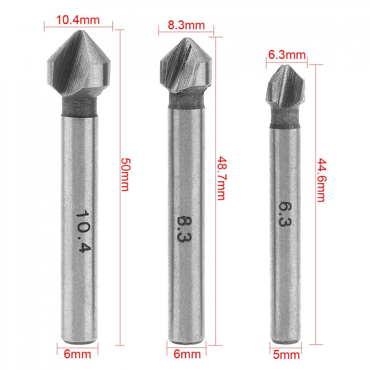 ChgImposs 6 Cái Mũi Khoan HSS Mũi Khoan 3 Cạnh 90 Độ Chamfer End Mill