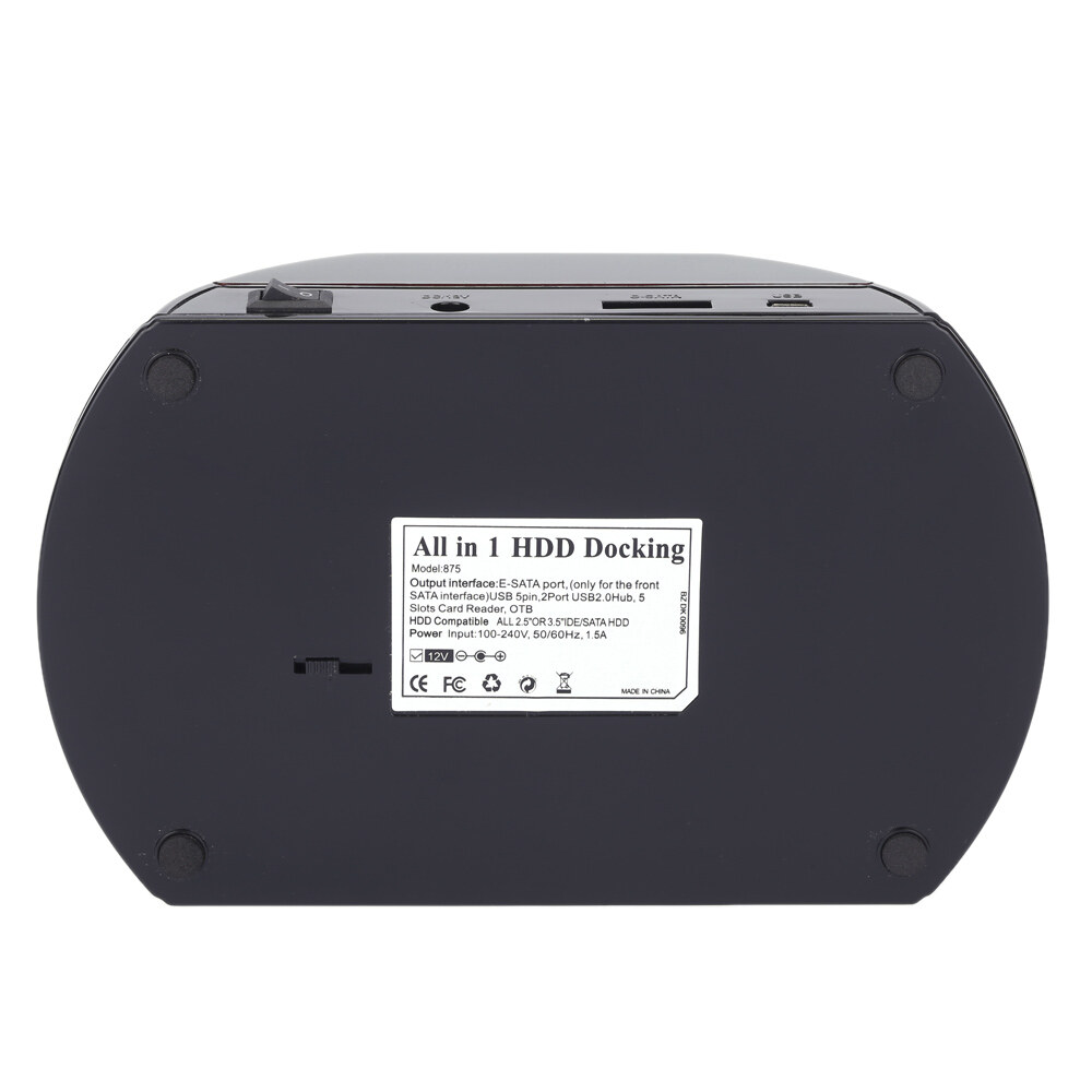 Multifunctional Hard Disk Base 2.5/3.5 inch IDE/SATA Mobile Hard Disk Base Dual-bay HDD Docking Station Black UK Plug