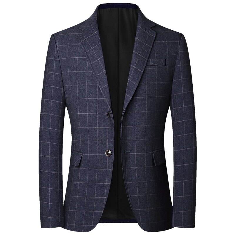 FECHENG British's Style Vintage Plaid Blazer Men Casual Slim Fit Suit Jacket Single Button Business Social Blazer Plus Size 3XL Hombre