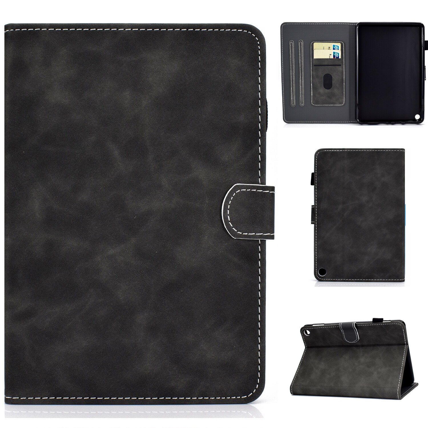 Flip cover for 2020 amazon kindle fire hd8 casing hd8 plus business solid color soft tpu case with card slot stand