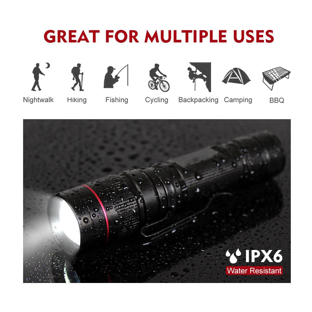 Mini 3500lm Zoomable Q5 LED Flashlight 3 Mode Torch Super