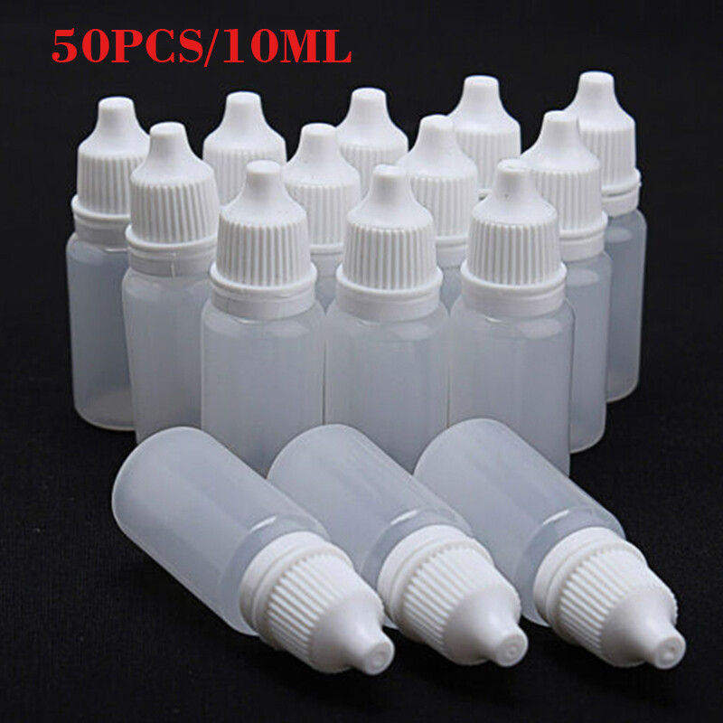 BOKALI 50PCS 10ml Protable Empty Plastic Squeezable Dropper Bottles Eye Liquid Dropper