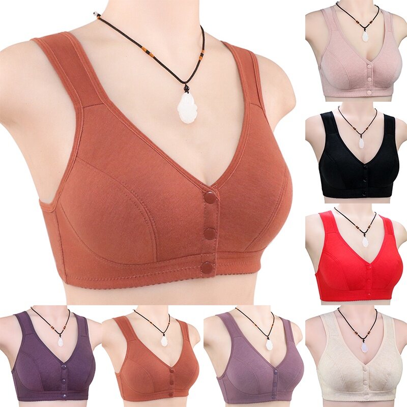Steel Ring Thin Women Bra Front Button Breathable Gathers Underwear Comfort  Bra Sports Bras for Women Running (Red, 38/85) at  Women's Clothing  store