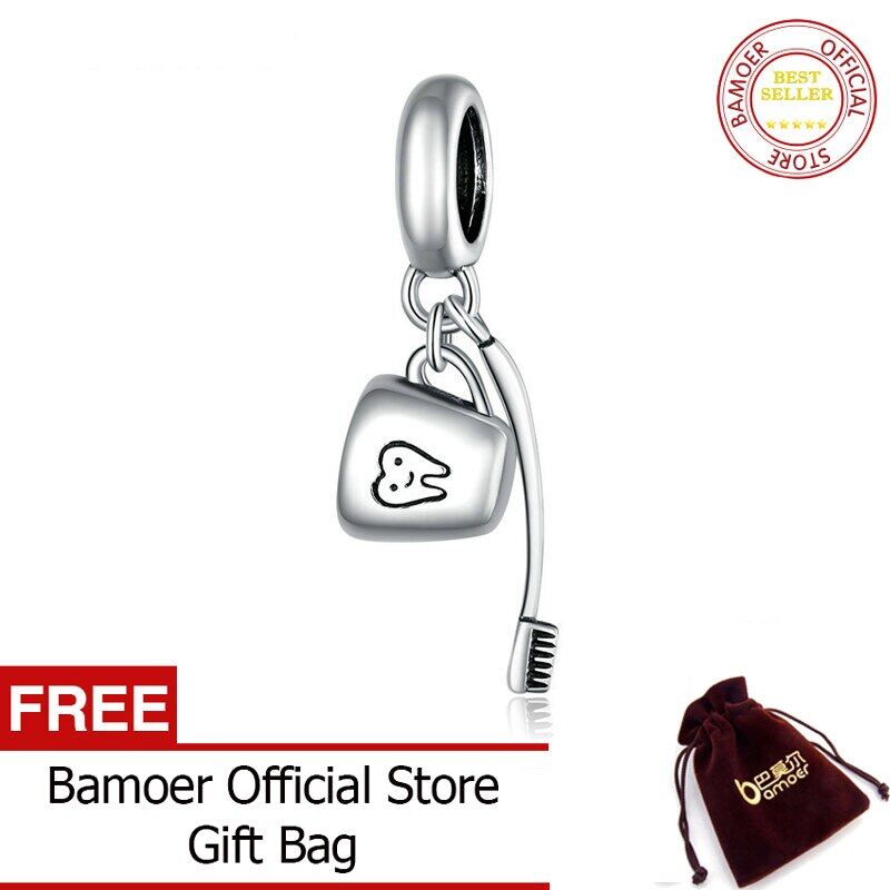 BAMOER Genuine 925 Sterling Silver Vintage Vines Charm for Original Luxury DIY Brand Female Oxidized silver Jewelry SCC1597