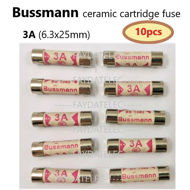 Fusibili Casa 3 Amp 100 Fusibili Bussmann 3A 240V BS1362 - Per Spine Elettriche Domestiche, Ceramica, 3 Ampere Fusibili 3 Amp Per Elettrodomestici